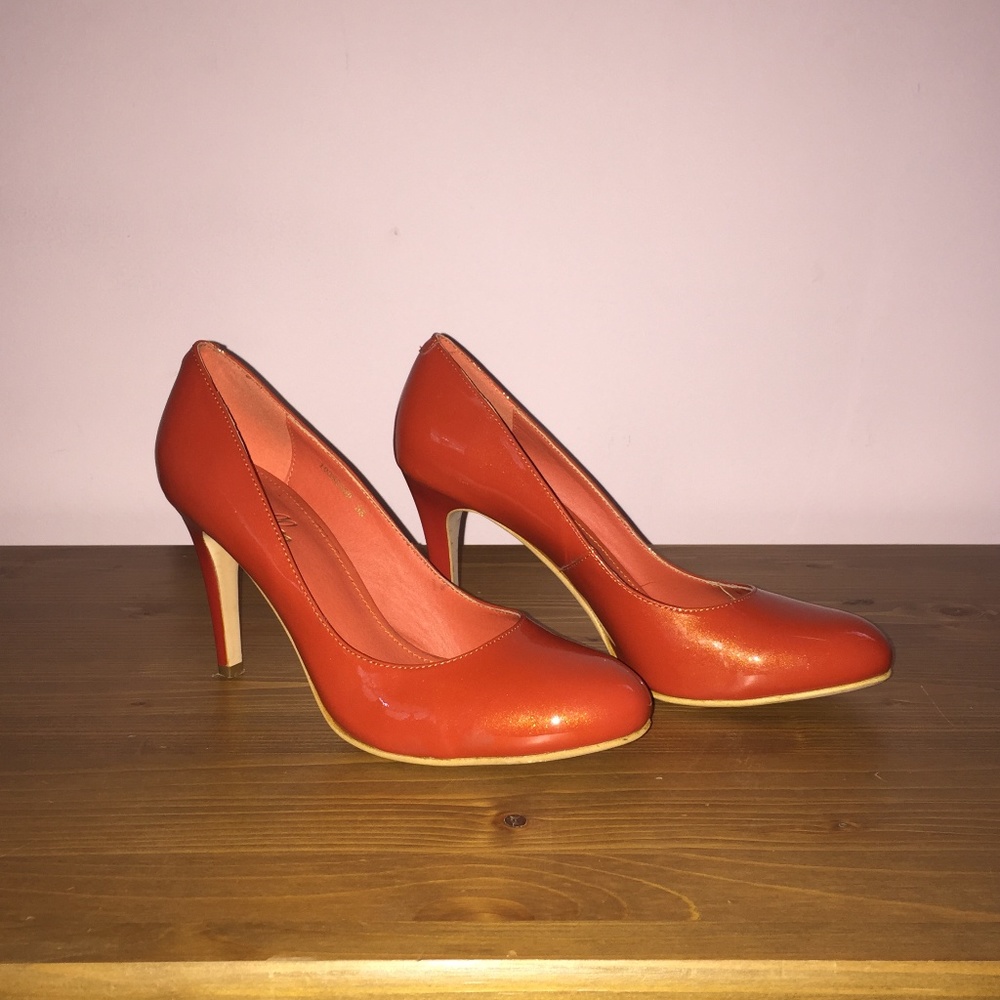 Orange Closed-Toed Heels